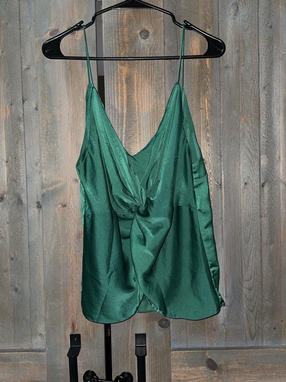 Lulus Green V-Neck Satin Tie Back Cami Tank Top XL - Picture 4 of 6